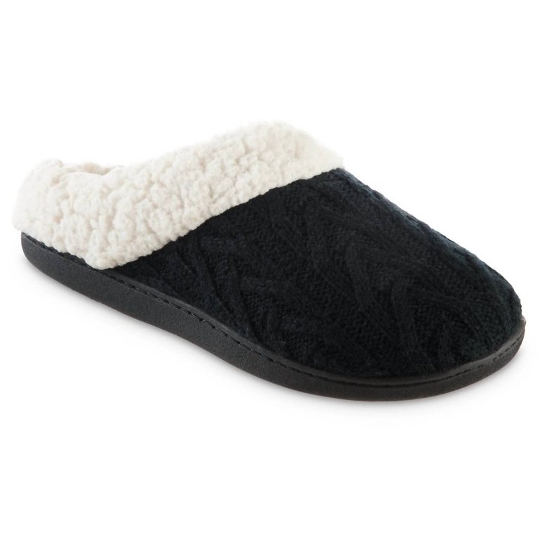 Women's Cable Knit Alexis Hoodback Slippers In Black - Black