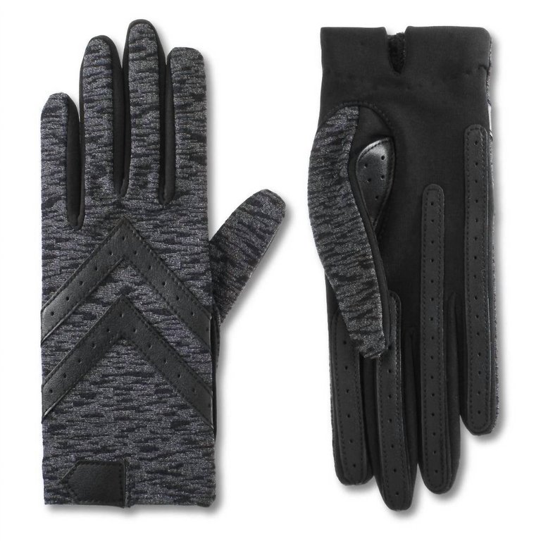 Women's Chevron Shortie Gloves In Black Texture - Black Texture