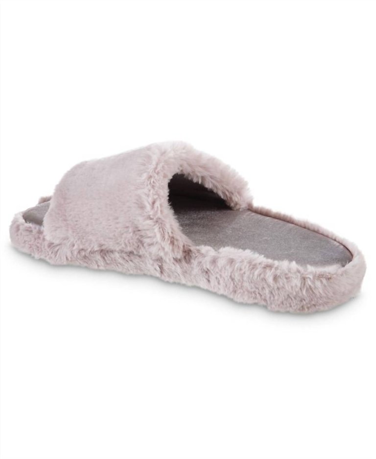 Women's Faux Fur And Satin Tabby Slipper In Thistle