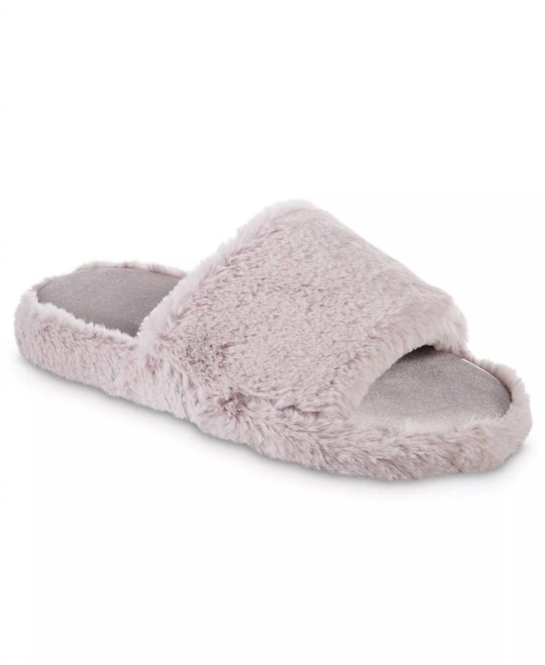 Women's Faux Fur And Satin Tabby Slipper In Thistle - Thistle