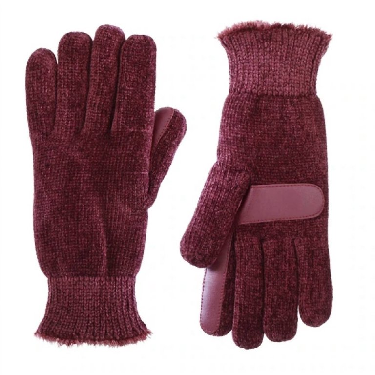 Women’S Lined Chenille Gloves In Plum - Plum