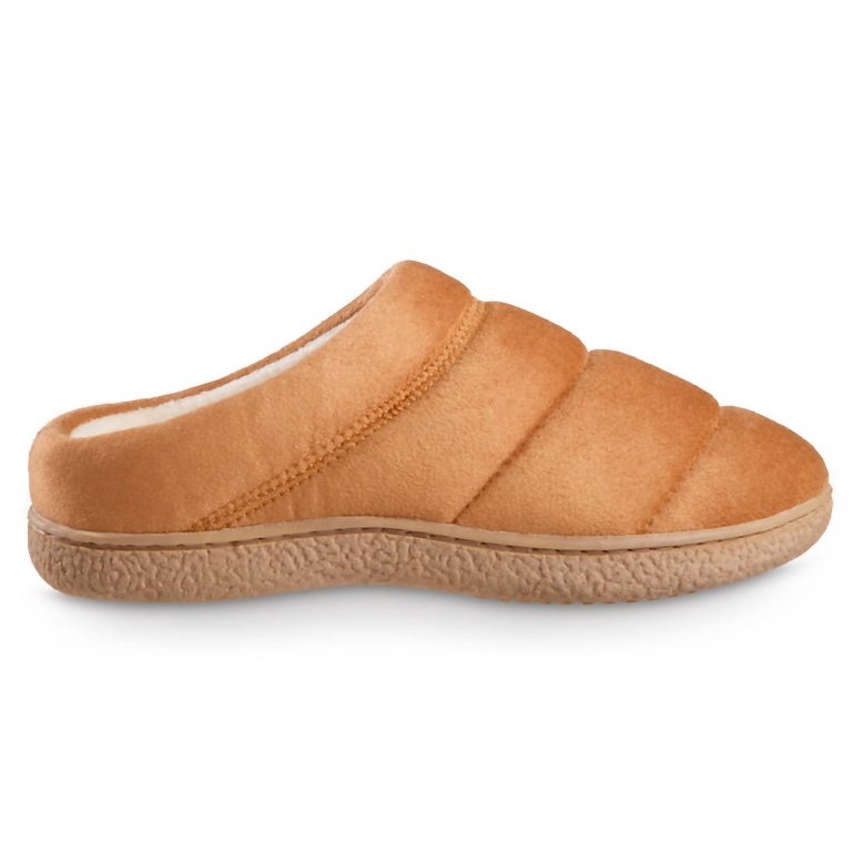 Women's Microsuede Puffer Clog Slipper In Bucksin - Bucksin