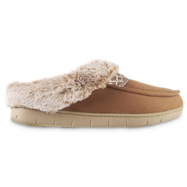 Women's Recycled Microsuede And Faux Fur Hoodback Slipper In Cognac - Cognac