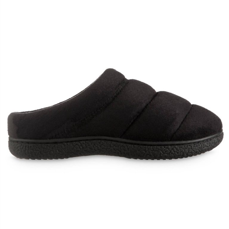 Women's Recycled Microsuede Puffer Clog Slipper In Black - Black