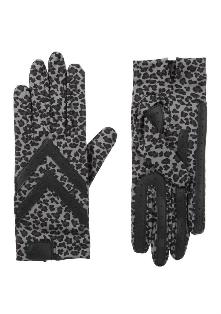 Women's Smartdri Chevron Shortie Touchscreen Gloves In Grey Leopard - Grey Leopard