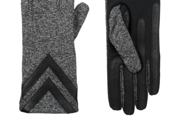 Women's Smartdri Smartouch 3 Button Length Chevron Gloves In Black Heather - Black Heather