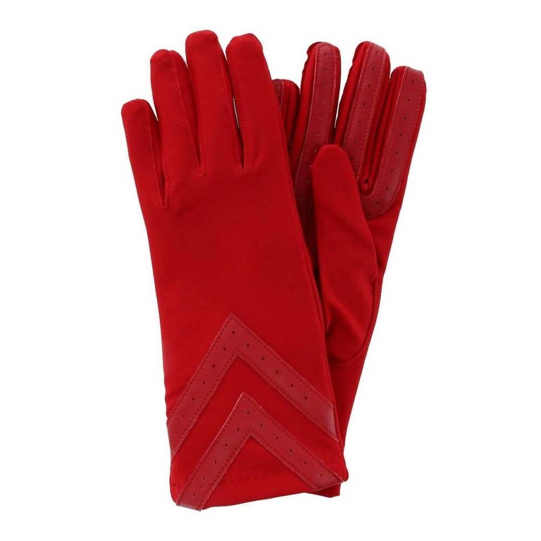 Women's Spandex 3-Button Length Chevron Gloves In Chili Pepper - Chili Pepper