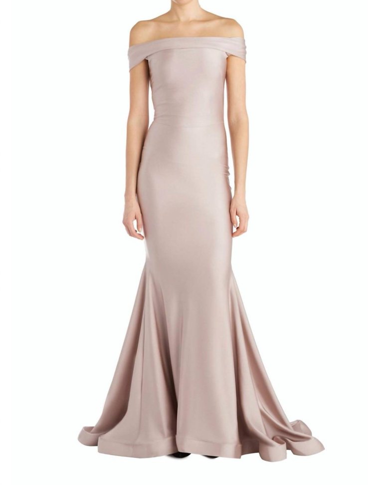 Classic Off The Shoulder Evening Gown - Blush