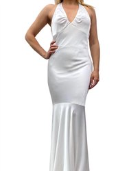 Satin Evening Gown - White