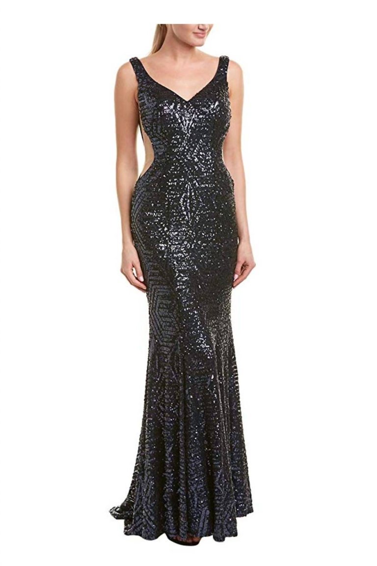 Sequin Evening Gown - Navy