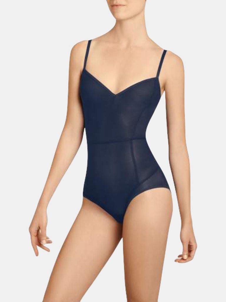 All Mesh Low Back Bodysuit - Moonlight Blue