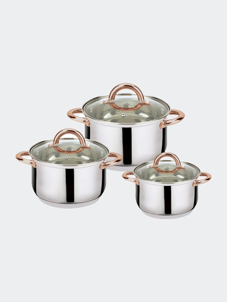 6-Piece Stainless Steel Casserole Set Pots And Lids