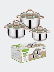 6-Piece Stainless Steel Casserole Set Pots And Lids