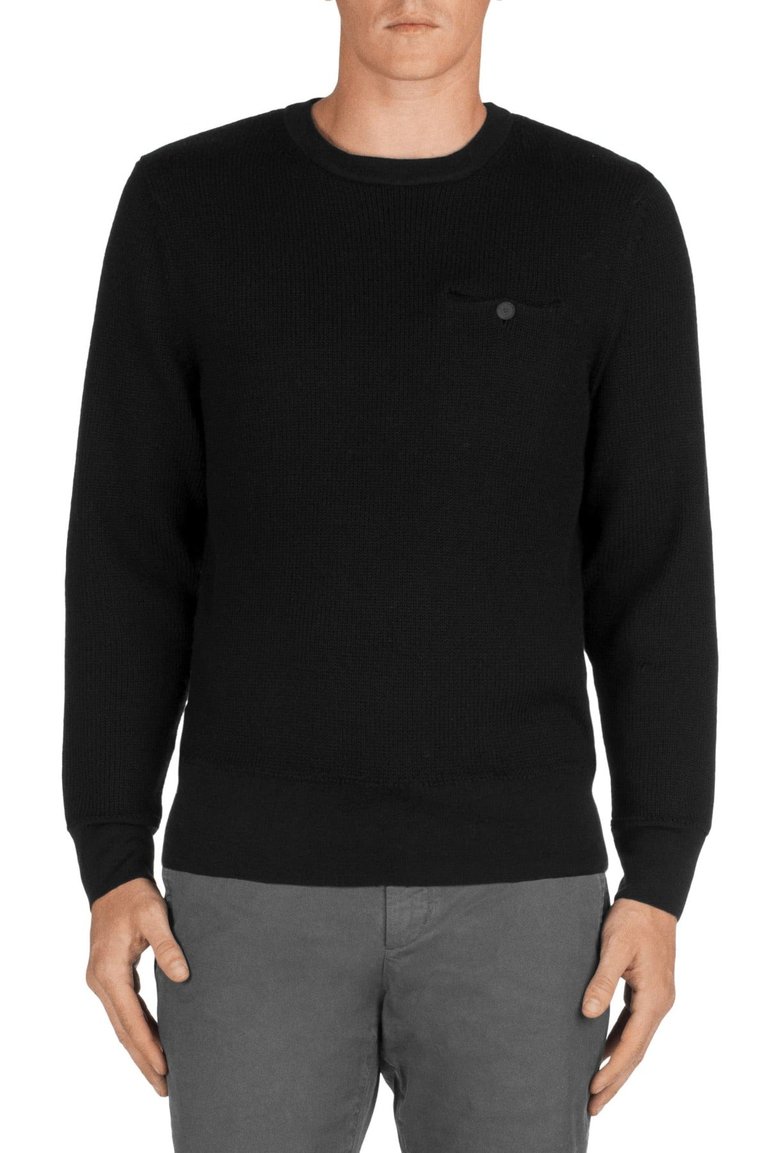 Men's Black Coolidge Wool Crew Neck Sweater - Black