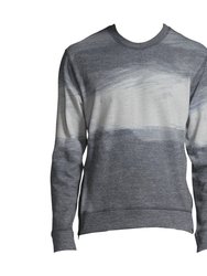 Men's Gray Ombre Print Messer Fleece Sweatshirt Sweater - Gray