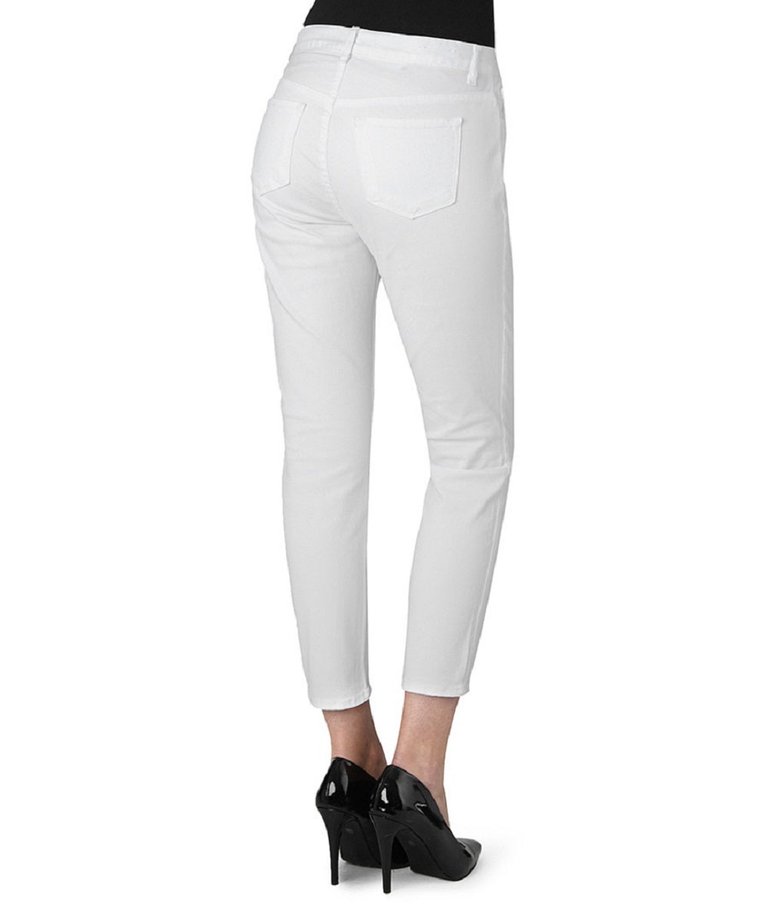 Tessa White High Rise Cotton Tapered Crop Jeans