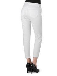 Tessa White High Rise Cotton Tapered Crop Jeans