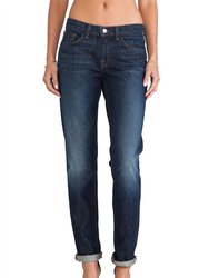 Women Logan Hung Up Mid Rise Boyfriend Denim Jeans - Dark Blue