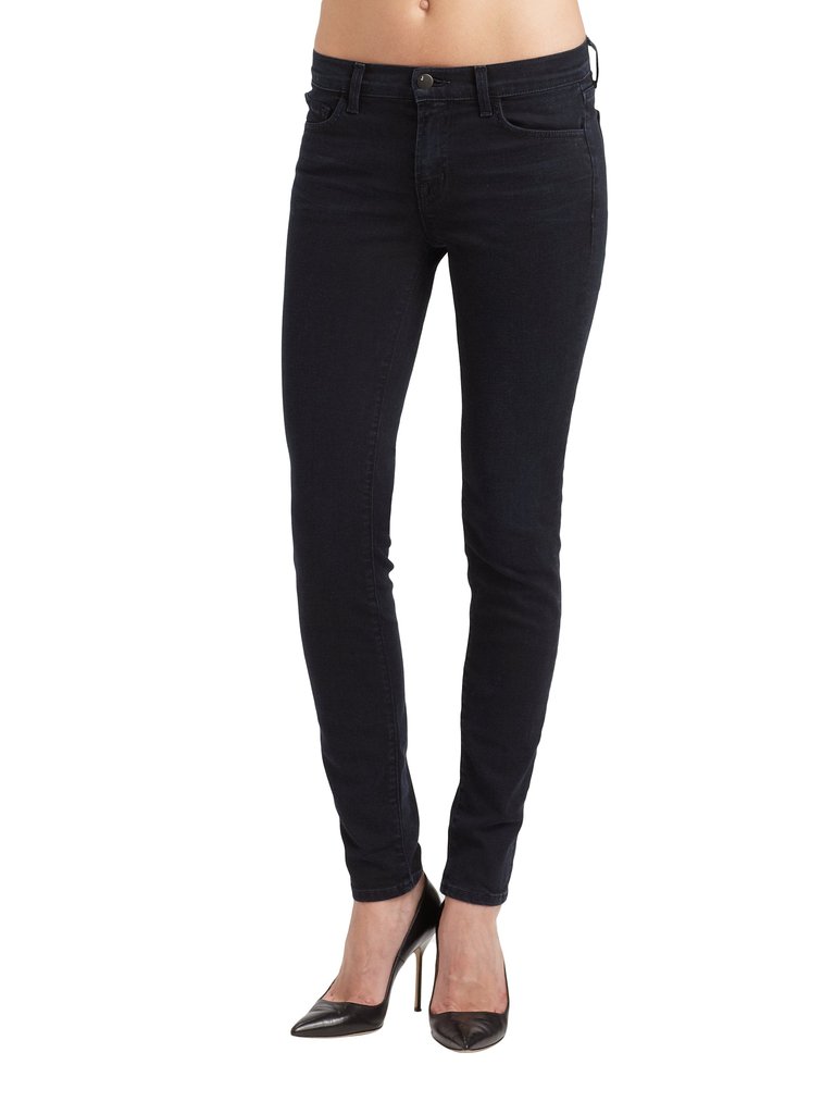 Women's Black Mid Rise Super Skinny Slim Cotton Blend Jeans Pants - Black