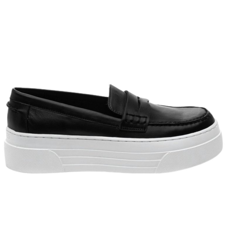 Women's Ava Leather Slip On Loafers In Black - Black