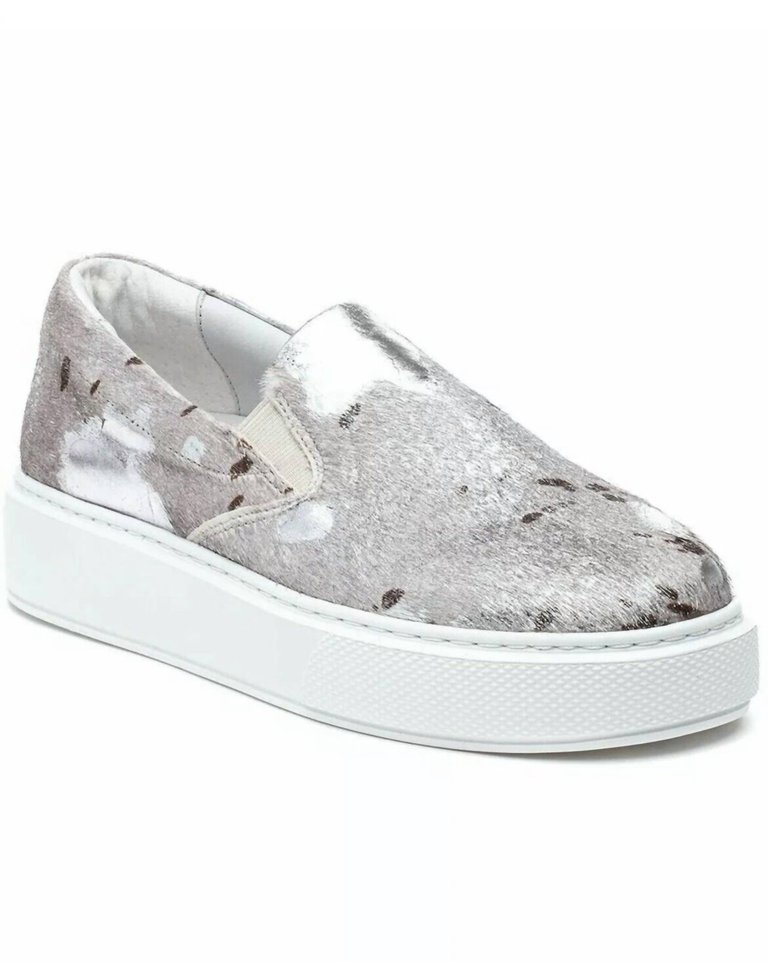 Women's Delia Pony Haircalf & Leather Sneaker In Silver/White Metallic - Silver/white Metallic