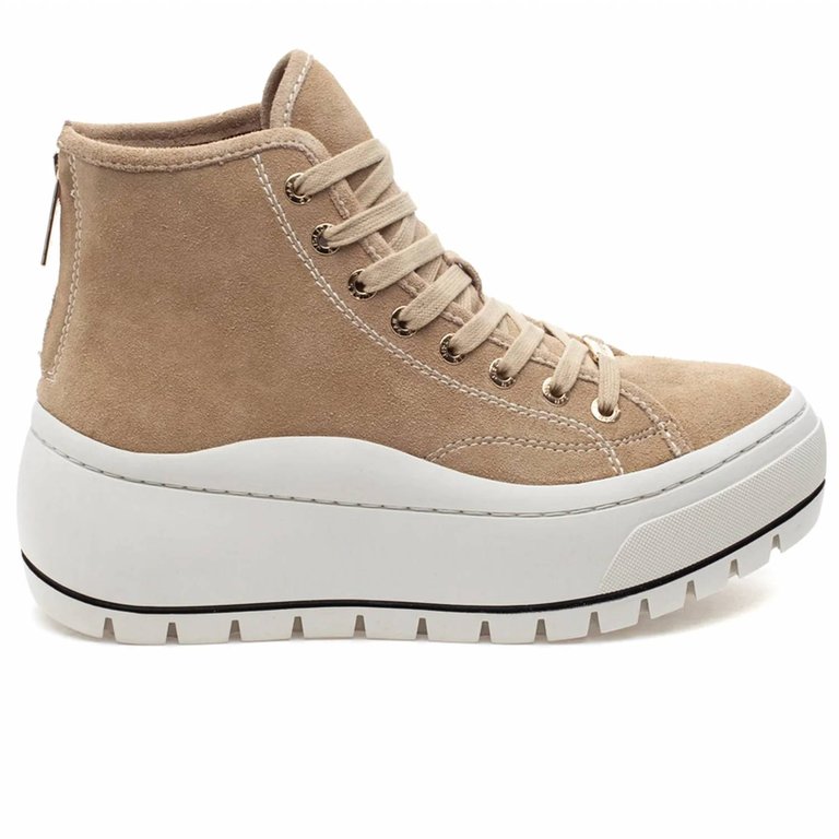 Women's Gracie Platform Sneaker In Sand Suede - Sand Suede