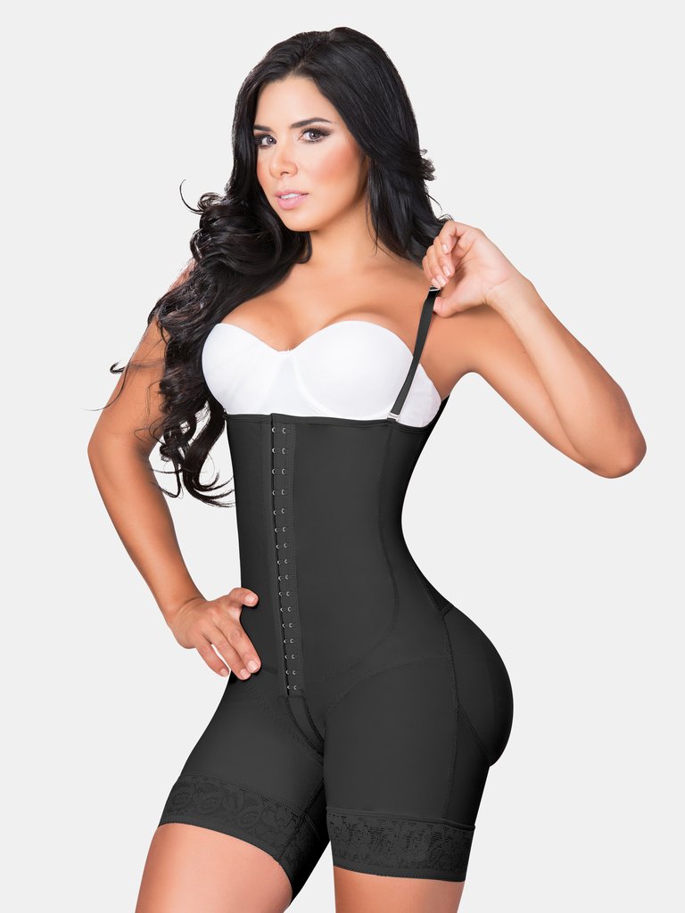 Shorts Bodyshaper With Covered Back & Perineal Zipper - Black