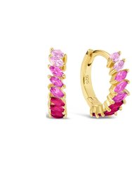 Fuchsia Artic Huggie Earrings - Fuchsia/Gold