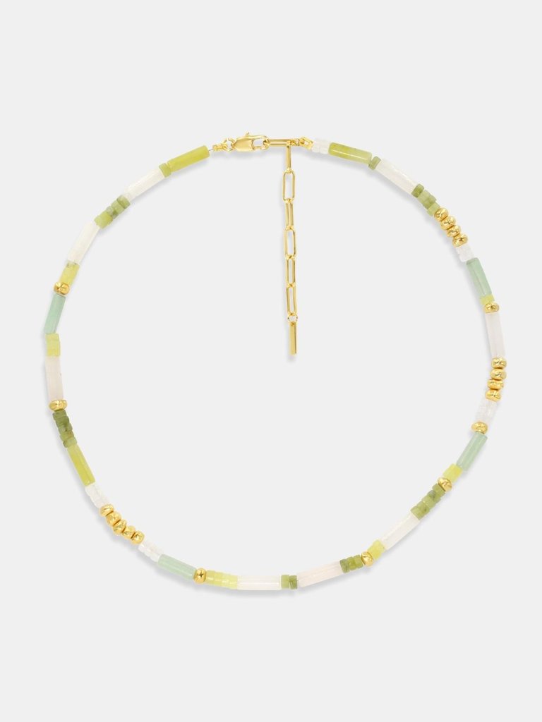 Rimini Beaded Necklace - Green/Yellow Jade/Rainbow Moonstone