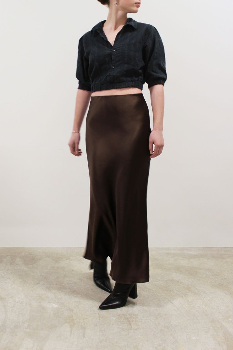 Classic Silk Satin Maxi Slip Skirt - Cocoa