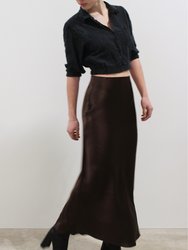 Classic Silk Satin Maxi Slip Skirt - Cocoa