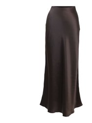 Classic Silk Satin Maxi Slip Skirt - Cocoa - Cocoa