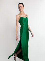 Isla Silk Satin Evening Gown - Emerald