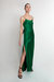 Isla Silk Satin Evening Gown - Emerald - Green