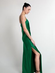 Isla Silk Satin Evening Gown - Emerald