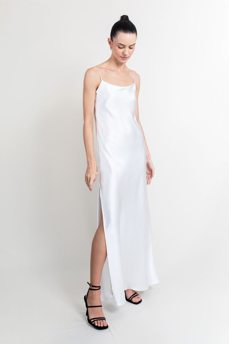 Isla Silk Satin Gown - White - White