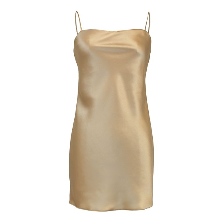 Margot Silk Satin Mini Slip Dress - Latte - Latte