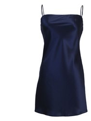 Margot Silk Satin Mini Slip Dress - Navy - Deep Navy