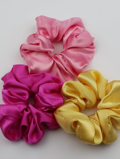 Jacoba Jane Silk Satin Scrunchie Set - Peony, Sunflower, Orchid product