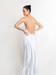 Stella Silk Satin Backless Wedding Gown - White