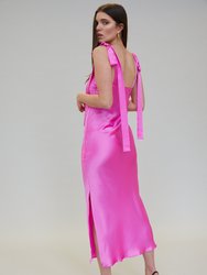 Ulyana Silk Satin Midi Dress - Hot Pink Orchid