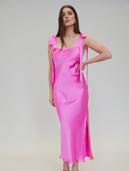 Ulyana Silk Satin Midi Dress - Hot Pink Orchid - Orchid