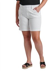 8 Mid Rise Pull-On Twill Short Plus - White