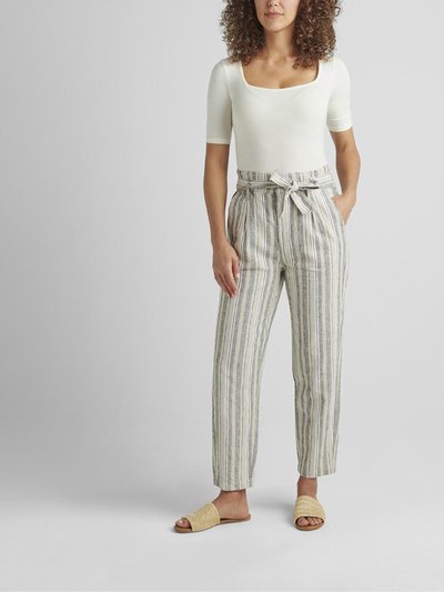 JAG Belted Pleat High Rise Tapered Leg Pant In Linen Stripe product