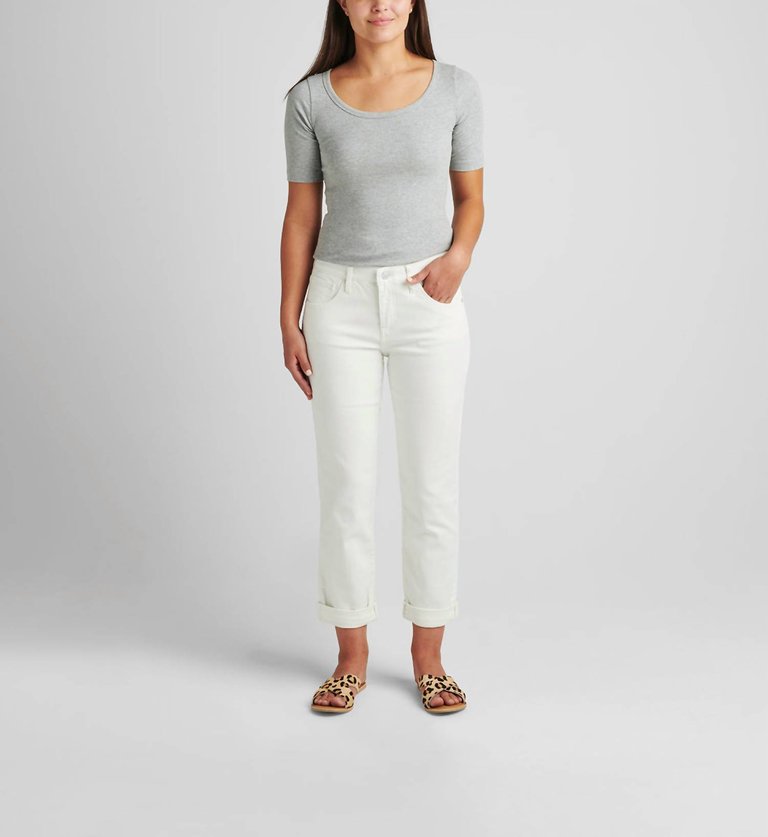 Carter Girlfriend Mid Rise Jean - White