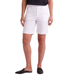 Maddie 8 Inch Mid Rise Pull-On Twill Short - White