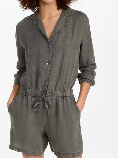 James Perse Linen Button Front Romper In Jungle Pigment product