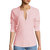 Split Neck Raglan T-Shirt - Light Pink