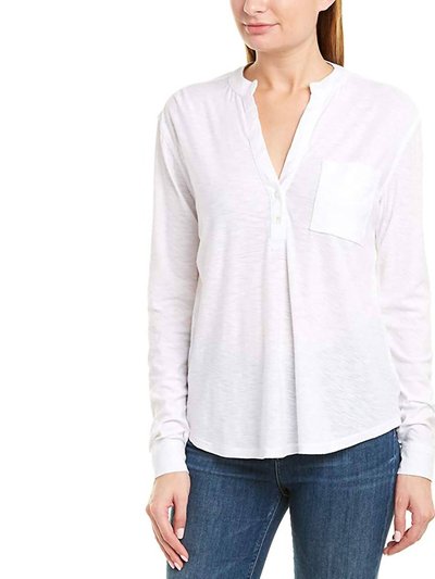 James Perse Women White V-Neck Slub Button Down T-Shirt product