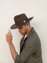 Wilder Wide Brim Leather Hat - Chocolate